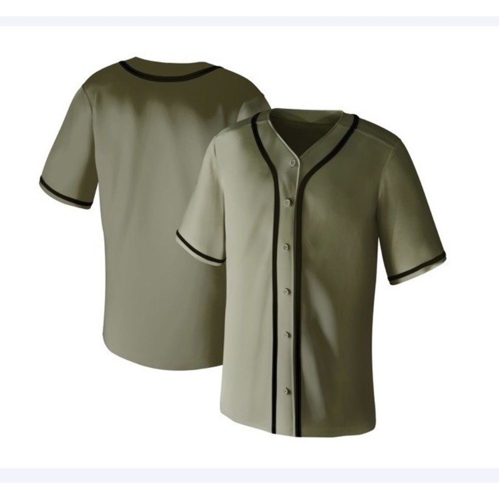 Blank Baseball Jersey Mens 3XL Olive Green Button Up Hip Hop Streetwear